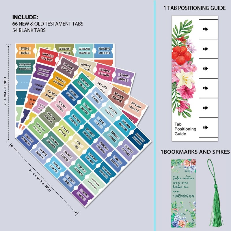 Cualfec Spanish Catholic Bible Index Tabs New & Old Testament Tabs Matte Laminated Floral Design, Bible Journaling Supplies - 122 Pcs (Solid Color) - Image 2